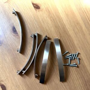 6 silver metal handles 5” hole to hole